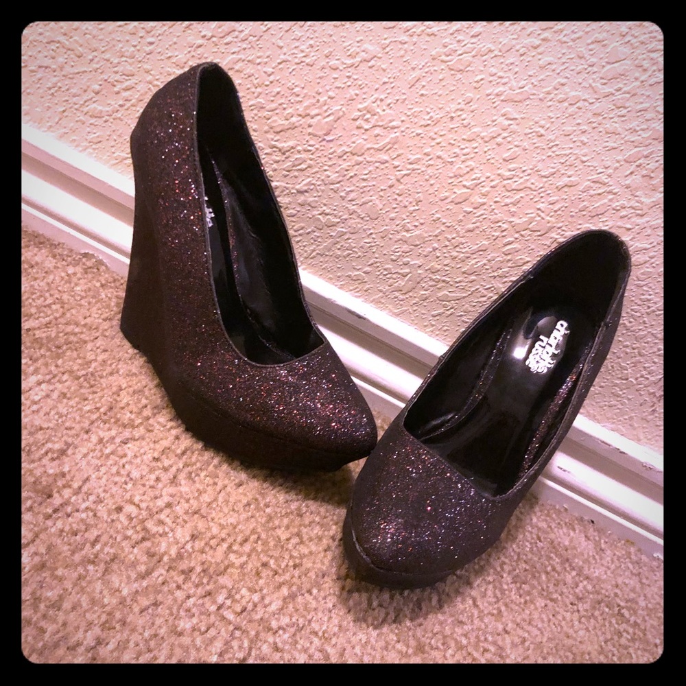 Glitter 5” wedge heels